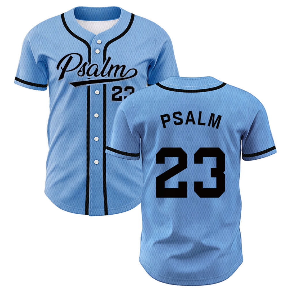 Maglia da baseball unisex Christianartworkshop in stile retrò sportivo con il Salmo 23 - Blu - 5XL - image 35