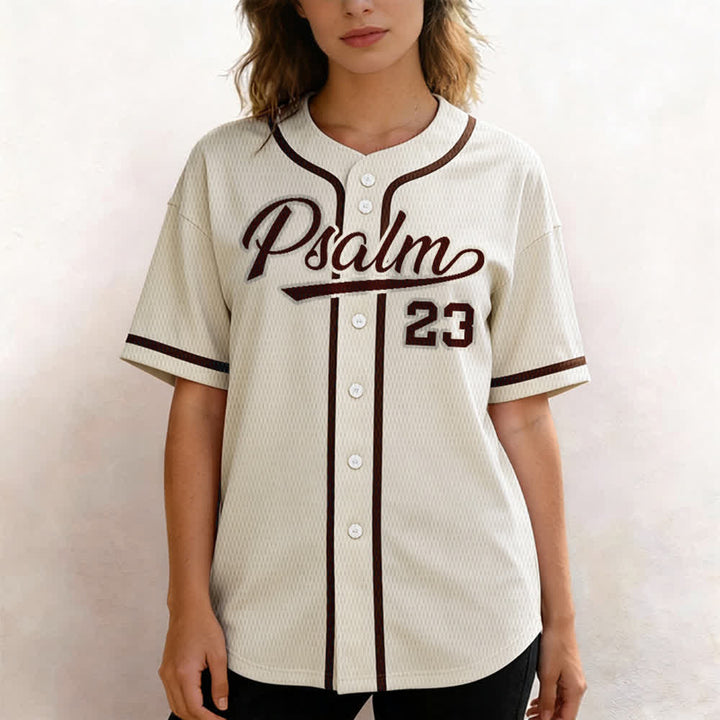 Maglia da baseball unisex Christianartworkshop in stile retrò sportivo con il Salmo 23 - image 52