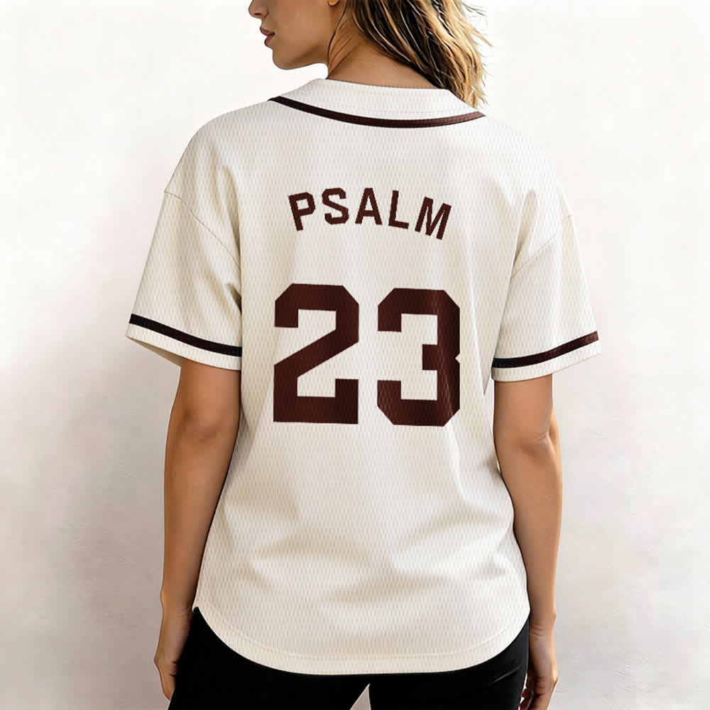 Maglia da baseball unisex Christianartworkshop in stile retrò sportivo con il Salmo 23 - image 53