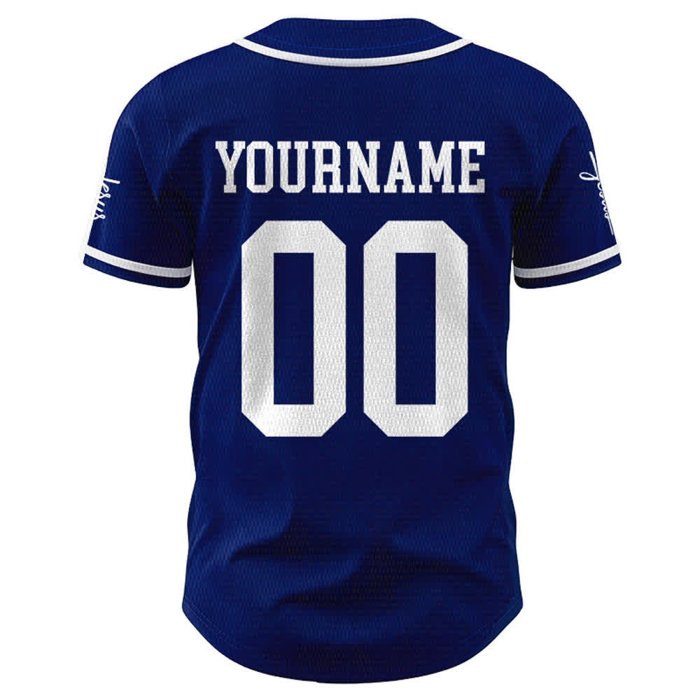 Christianartworkshop Maglia da baseball unisex personalizzata con nome e numero personalizzati per la squadra di Gesù in grassetto - image 3