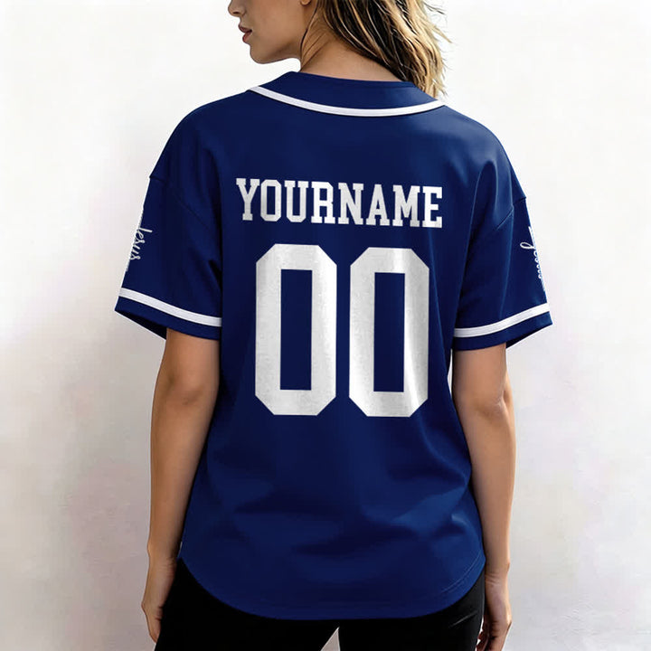 Christianartworkshop Maglia da baseball unisex personalizzata con nome e numero personalizzati per la squadra di Gesù in grassetto - image 6