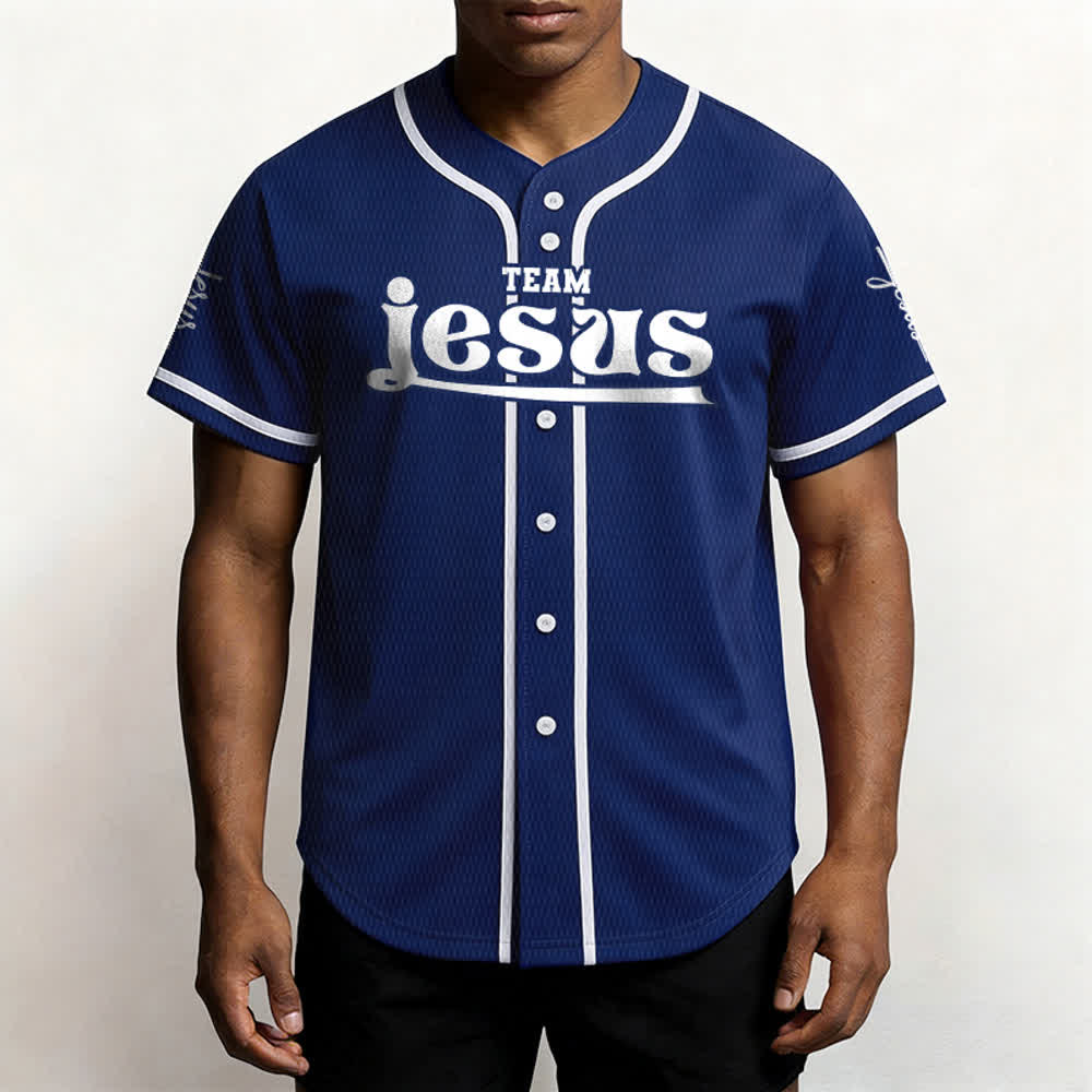Christianartworkshop Maglia da baseball unisex personalizzata con nome e numero personalizzati per la squadra di Gesù in grassetto - image 4