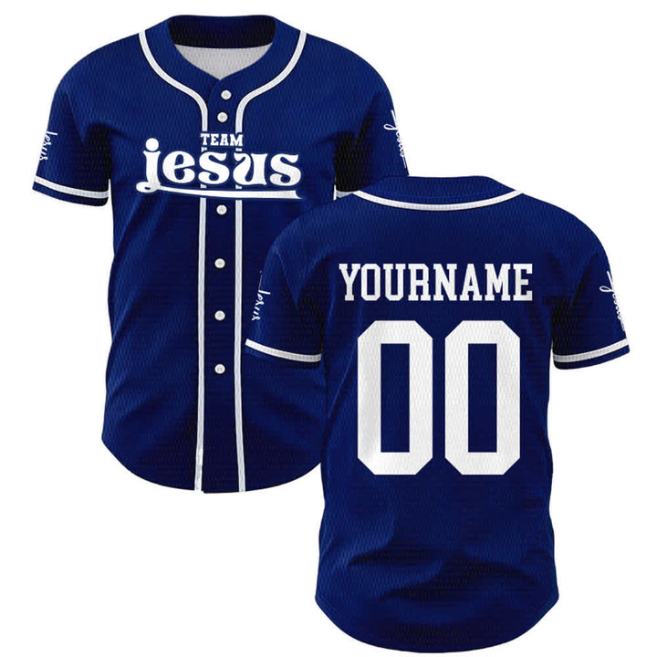 Christianartworkshop Maglia da baseball unisex personalizzata con nome e numero personalizzati per la squadra di Gesù in grassetto - image 1