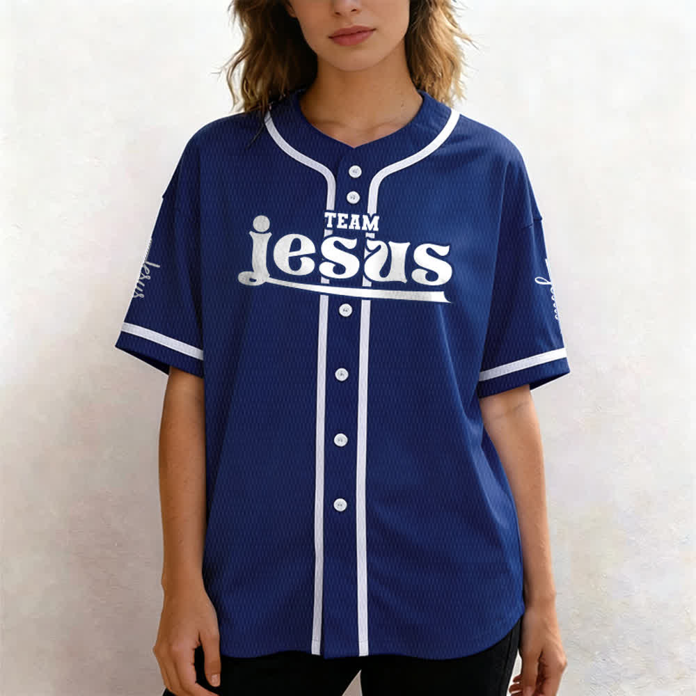 Christianartworkshop Maglia da baseball unisex personalizzata con nome e numero personalizzati per la squadra di Gesù in grassetto - image 5