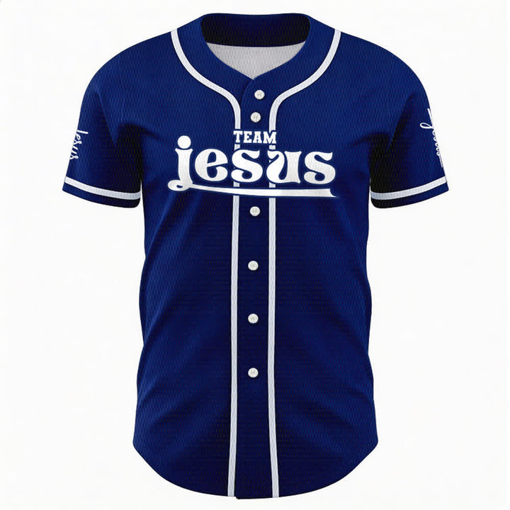 Christianartworkshop Maglia da baseball unisex personalizzata con nome e numero personalizzati per la squadra di Gesù in grassetto - image 2