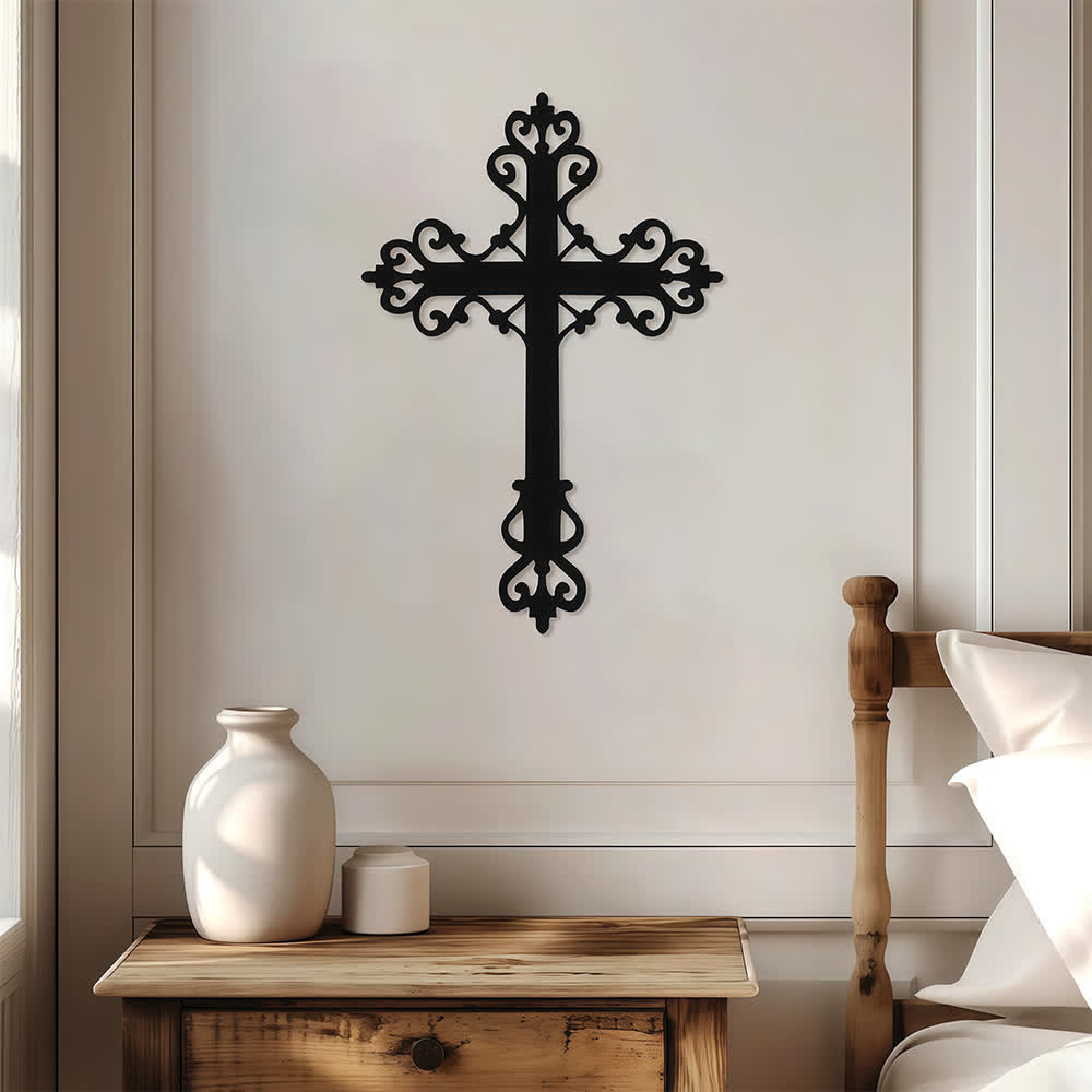 Christianartworkshop Decorazione murale vintage a forma di croce sacra in metallo: simbolo di grazia divina senza tempo - image 0