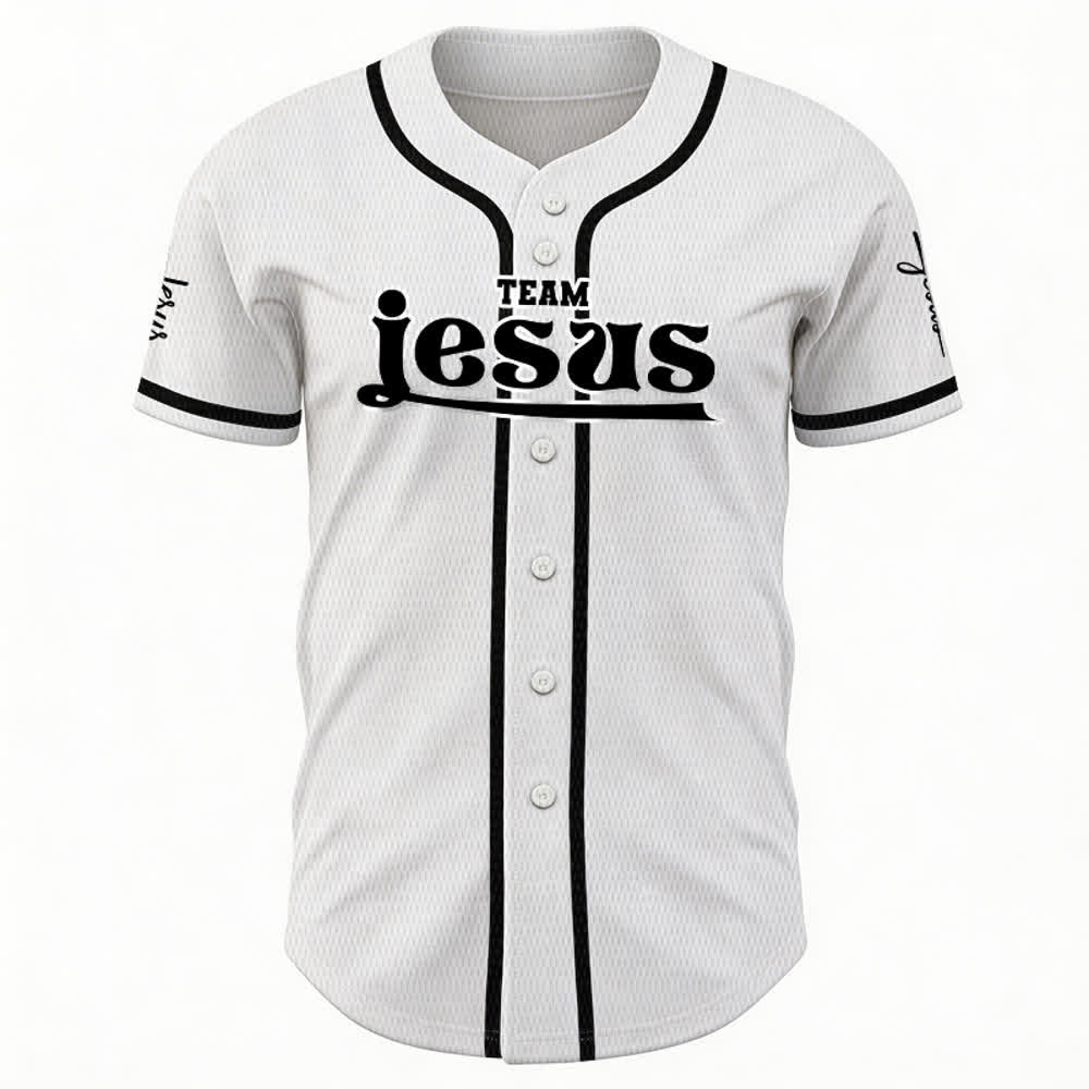 Christianartworkshop Maglia da baseball unisex personalizzata con nome e numero personalizzati per la squadra di Gesù in grassetto - image 9