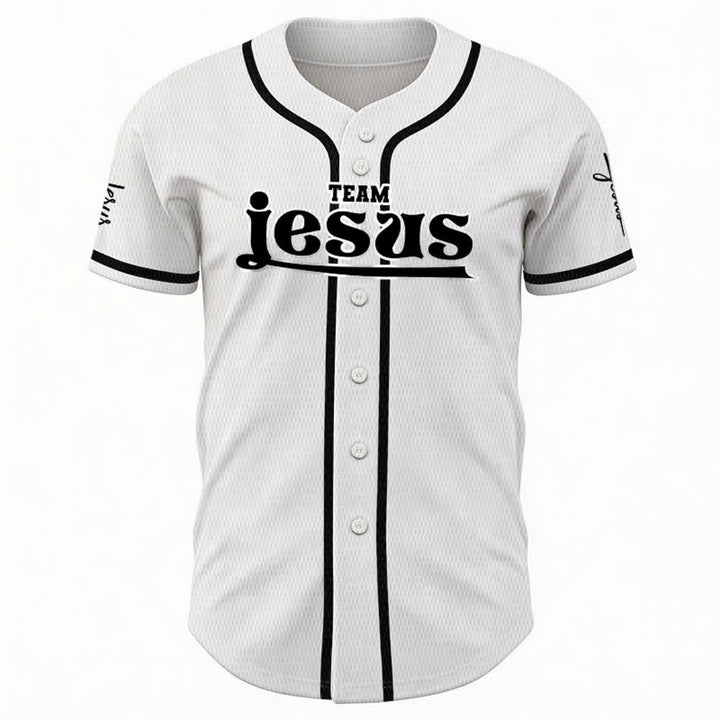 Christianartworkshop Maglia da baseball unisex personalizzata con nome e numero personalizzati per la squadra di Gesù in grassetto - image 9
