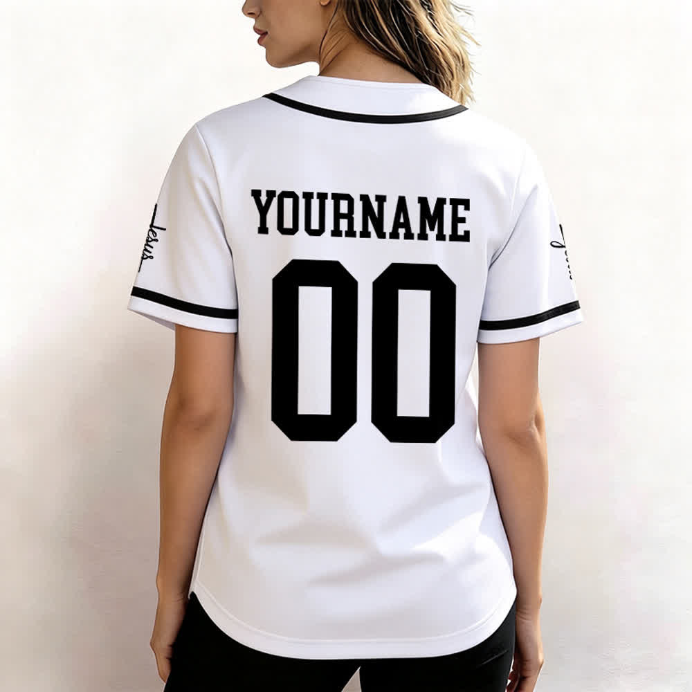 Christianartworkshop Maglia da baseball unisex personalizzata con nome e numero personalizzati per la squadra di Gesù in grassetto - image 12