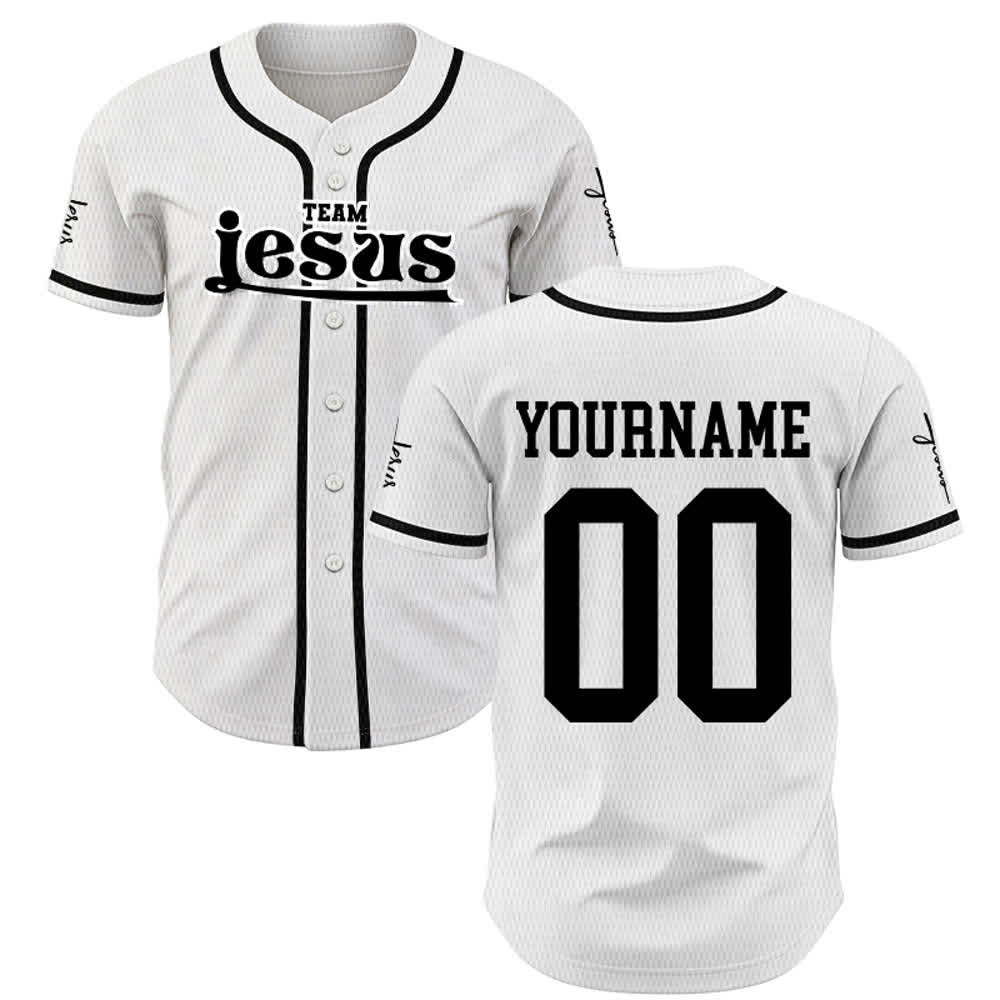 Christianartworkshop Maglia da baseball unisex personalizzata con nome e numero personalizzati per la squadra di Gesù in grassetto - image 8