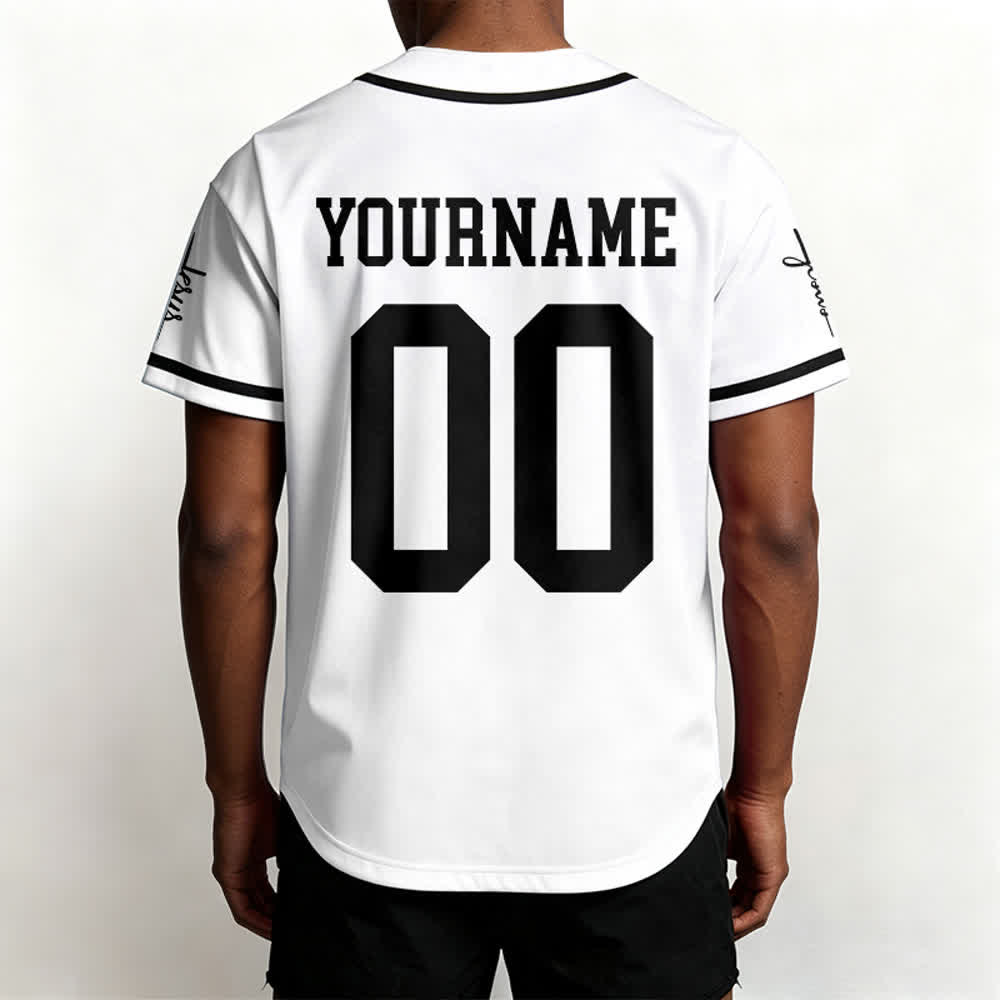 Christianartworkshop Maglia da baseball unisex personalizzata con nome e numero personalizzati per la squadra di Gesù in grassetto - image 14