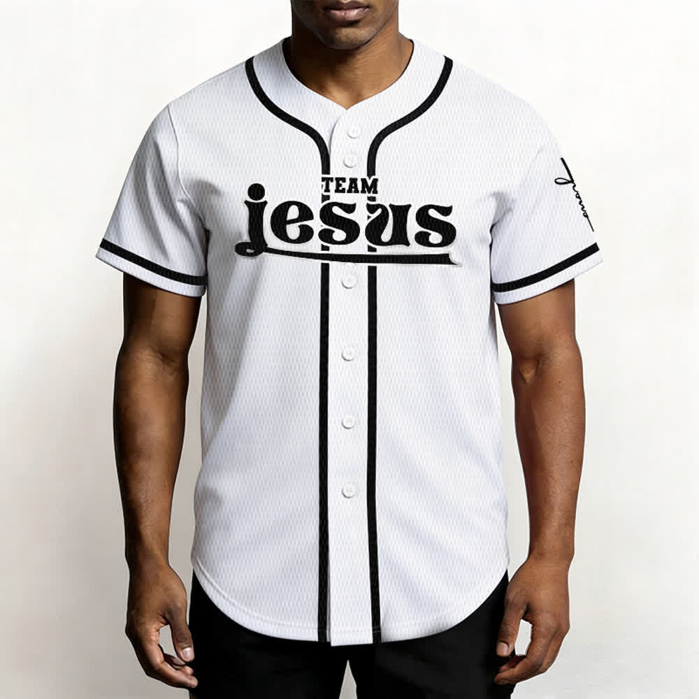 Christianartworkshop Maglia da baseball unisex personalizzata con nome e numero personalizzati per la squadra di Gesù in grassetto - image 13