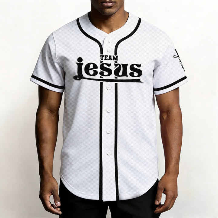 Christianartworkshop Maglia da baseball unisex personalizzata con nome e numero personalizzati per la squadra di Gesù in grassetto - image 13