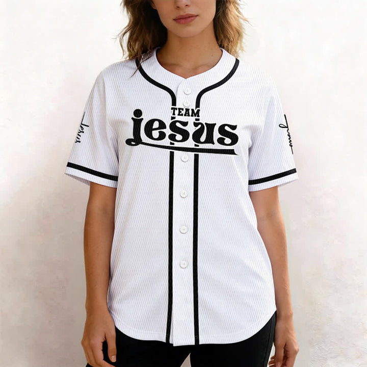 Christianartworkshop Maglia da baseball unisex personalizzata con nome e numero personalizzati per la squadra di Gesù in grassetto - image 11