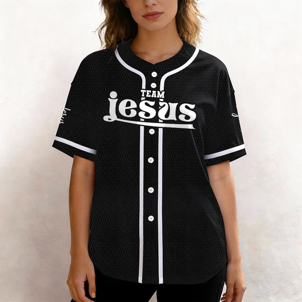 Christianartworkshop Maglia da baseball unisex personalizzata con nome e numero personalizzati per la squadra di Gesù in grassetto - image 19