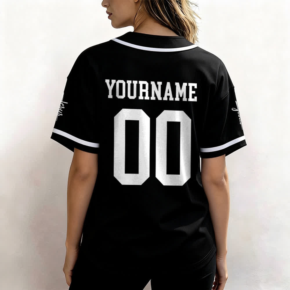 Christianartworkshop Maglia da baseball unisex personalizzata con nome e numero personalizzati per la squadra di Gesù in grassetto - image 20