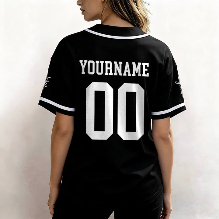 Christianartworkshop Maglia da baseball unisex personalizzata con nome e numero personalizzati per la squadra di Gesù in grassetto - image 20