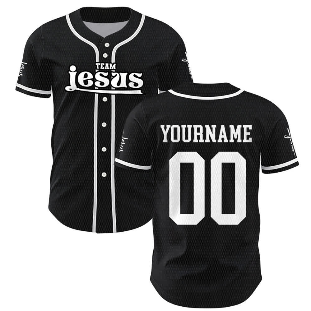 Christianartworkshop Maglia da baseball unisex personalizzata con nome e numero personalizzati per la squadra di Gesù in grassetto - image 16
