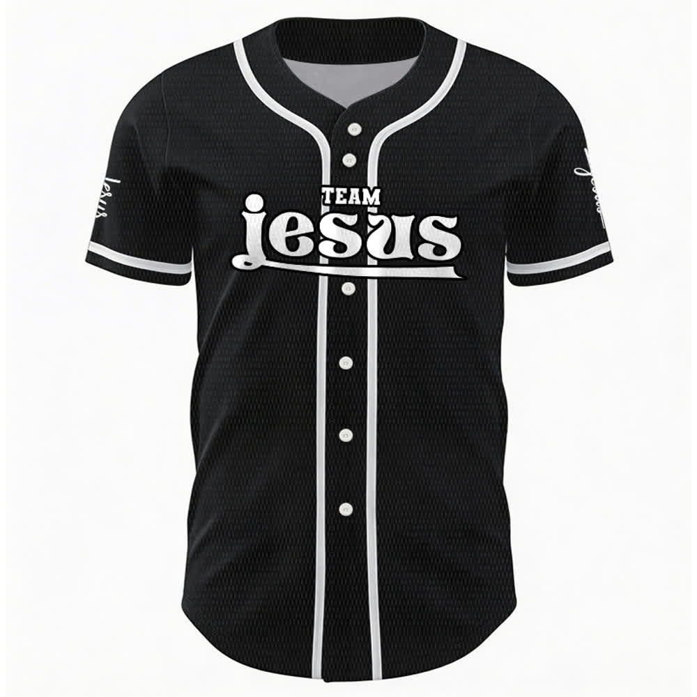 Christianartworkshop Maglia da baseball unisex personalizzata con nome e numero personalizzati per la squadra di Gesù in grassetto - image 17