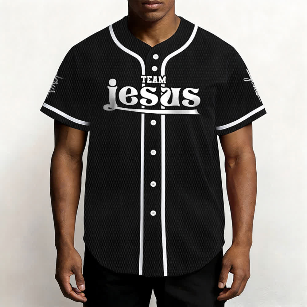 Christianartworkshop Maglia da baseball unisex personalizzata con nome e numero personalizzati per la squadra di Gesù in grassetto - image 21