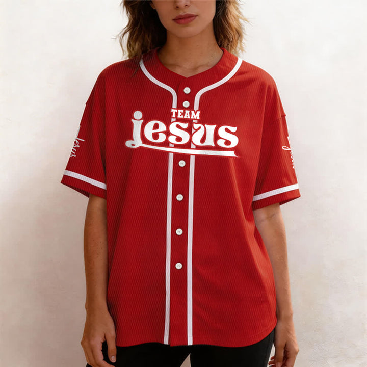 Christianartworkshop Maglia da baseball unisex personalizzata con nome e numero personalizzati per la squadra di Gesù in grassetto - image 27