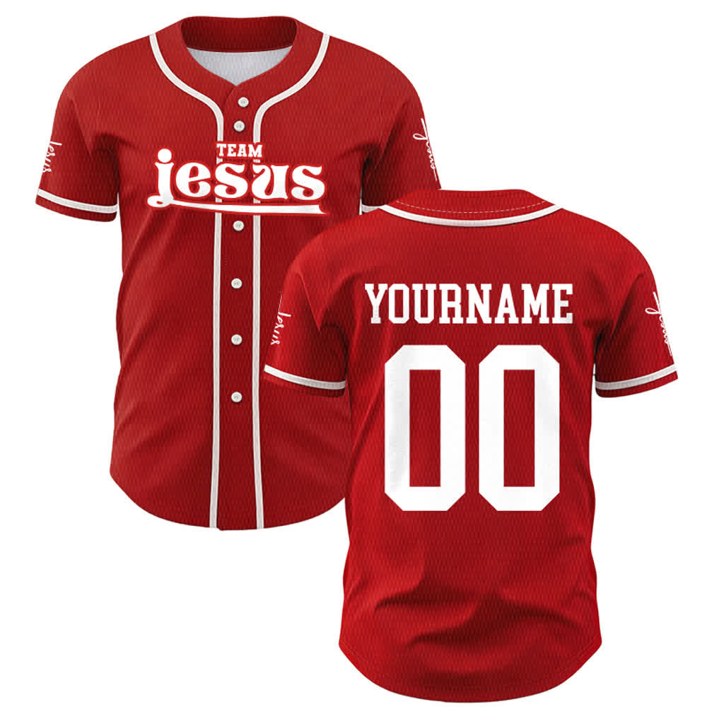 Christianartworkshop Maglia da baseball unisex personalizzata con nome e numero personalizzati per la squadra di Gesù in grassetto - image 23