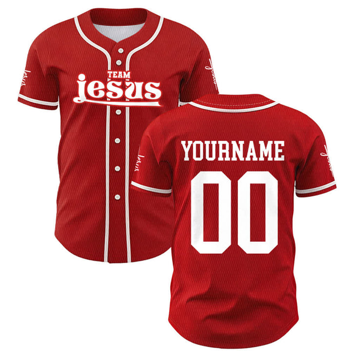 Christianartworkshop Maglia da baseball unisex personalizzata con nome e numero personalizzati per la squadra di Gesù in grassetto - image 23