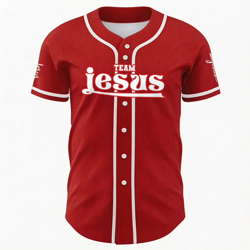Christianartworkshop Maglia da baseball unisex personalizzata con nome e numero personalizzati per la squadra di Gesù in grassetto - image 24
