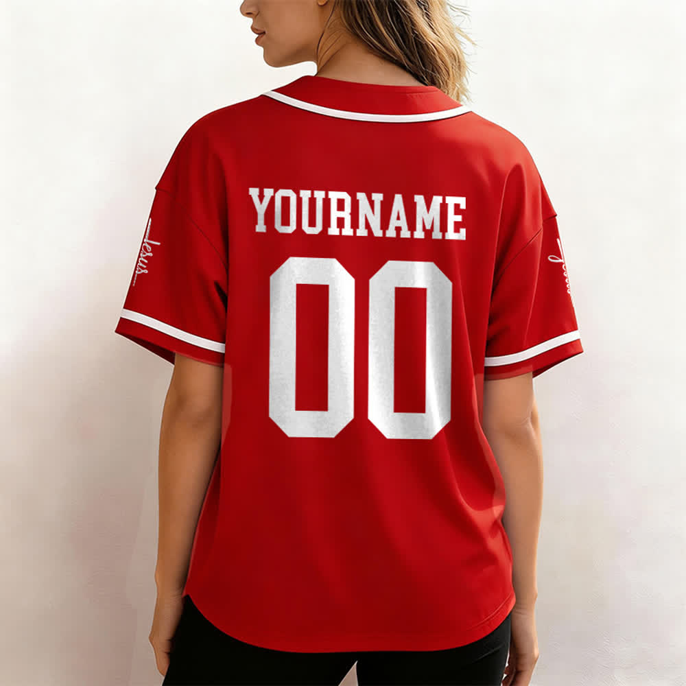 Christianartworkshop Maglia da baseball unisex personalizzata con nome e numero personalizzati per la squadra di Gesù in grassetto - image 28
