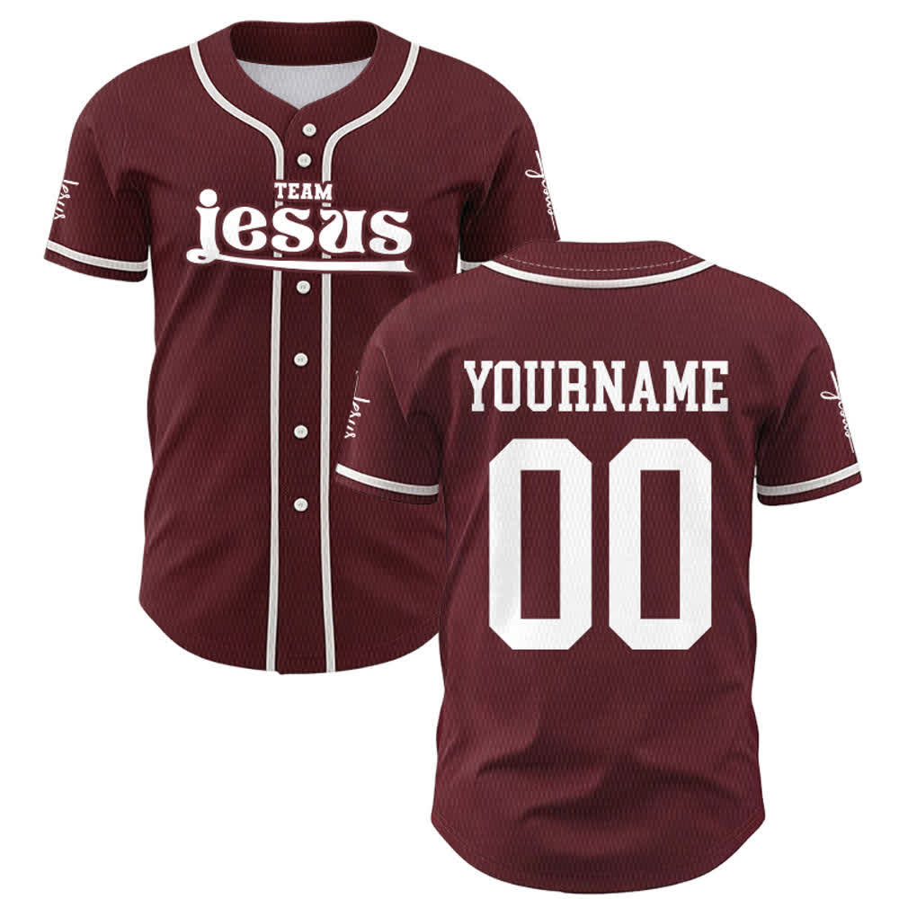 Christianartworkshop Maglia da baseball unisex personalizzata con nome e numero personalizzati per la squadra di Gesù in grassetto - image 30