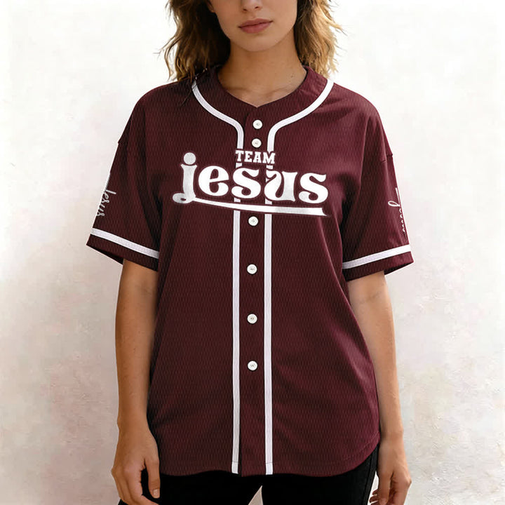 Christianartworkshop Maglia da baseball unisex personalizzata con nome e numero personalizzati per la squadra di Gesù in grassetto - image 34