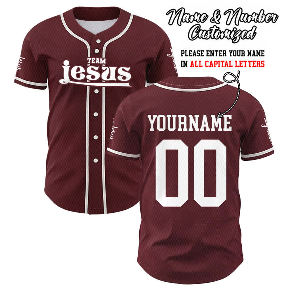 Christianartworkshop Maglia da baseball unisex personalizzata con nome e numero personalizzati per la squadra di Gesù in grassetto - Vino - 5XL - Nome & Numero personalizzati - image 29