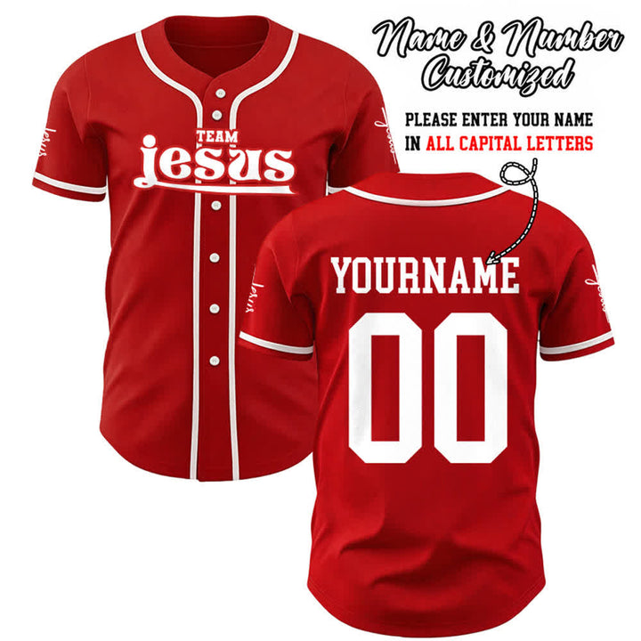 Christianartworkshop Maglia da baseball unisex personalizzata con nome e numero personalizzati per la squadra di Gesù in grassetto - Rosso - 5XL - Nome & Numero personalizzati - image 22