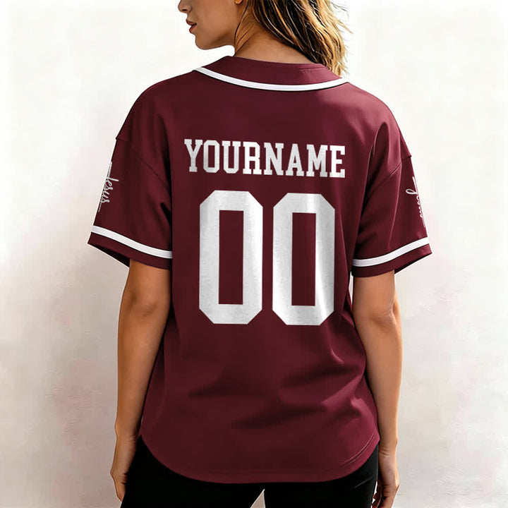 Christianartworkshop Maglia da baseball unisex personalizzata con nome e numero personalizzati per la squadra di Gesù in grassetto - image 35