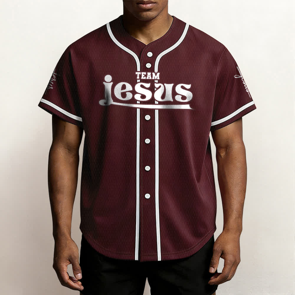 Christianartworkshop Maglia da baseball unisex personalizzata con nome e numero personalizzati per la squadra di Gesù in grassetto - image 33