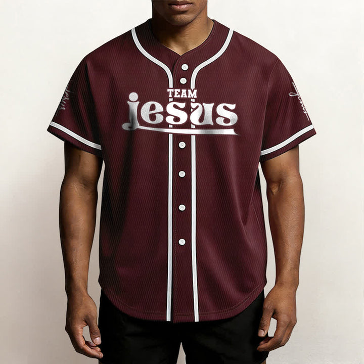 Christianartworkshop Maglia da baseball unisex personalizzata con nome e numero personalizzati per la squadra di Gesù in grassetto - image 33