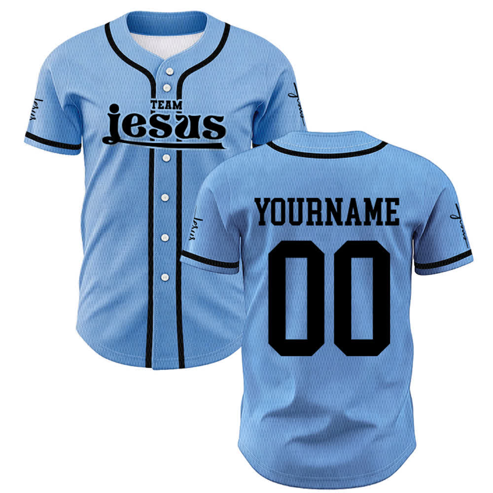 Christianartworkshop Maglia da baseball unisex personalizzata con nome e numero personalizzati per la squadra di Gesù in grassetto - image 37