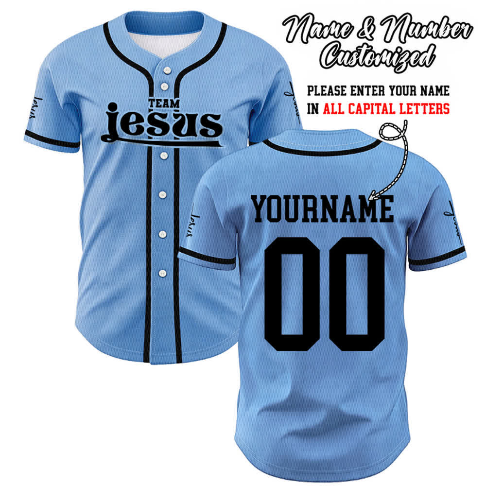 Christianartworkshop Maglia da baseball unisex personalizzata con nome e numero personalizzati per la squadra di Gesù in grassetto - Blu - 5XL - Nome & Numero personalizzati - image 36