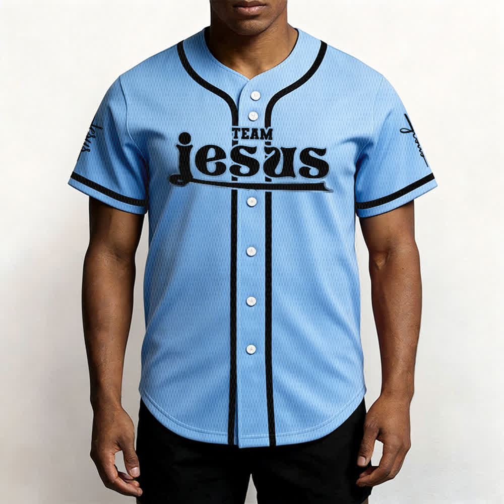 Christianartworkshop Maglia da baseball unisex personalizzata con nome e numero personalizzati per la squadra di Gesù in grassetto - image 40