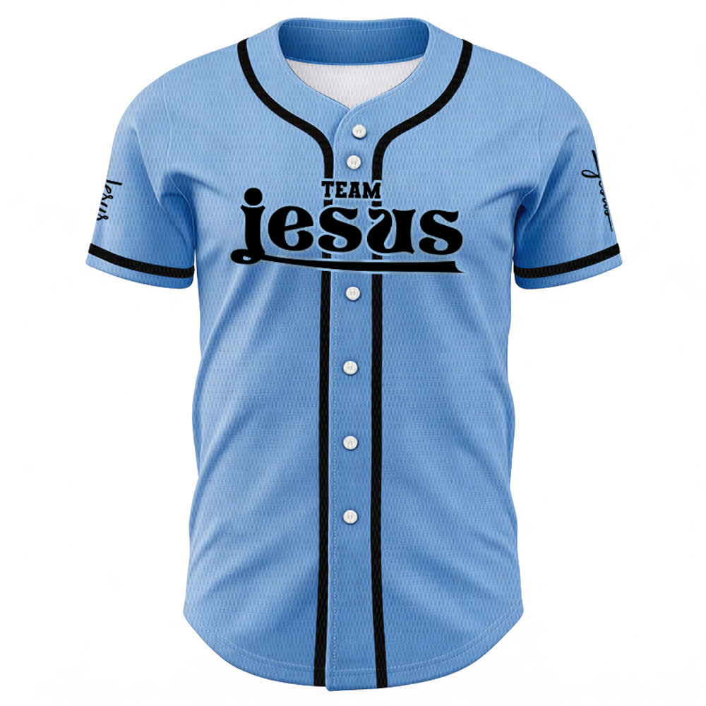 Christianartworkshop Maglia da baseball unisex personalizzata con nome e numero personalizzati per la squadra di Gesù in grassetto - image 38