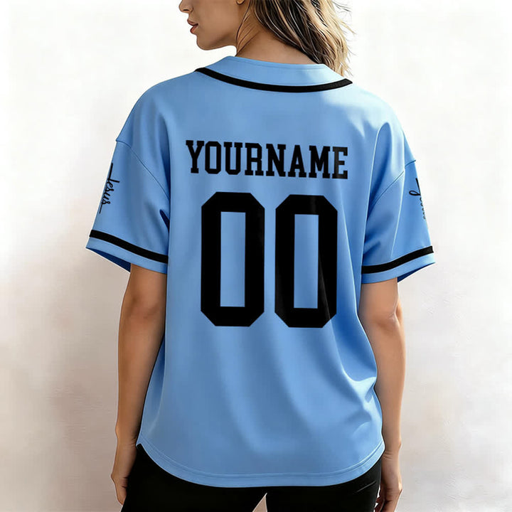 Christianartworkshop Maglia da baseball unisex personalizzata con nome e numero personalizzati per la squadra di Gesù in grassetto - image 42