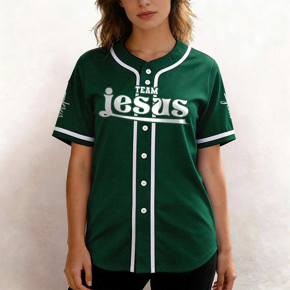 Christianartworkshop Maglia da baseball unisex personalizzata con nome e numero personalizzati per la squadra di Gesù in grassetto - image 47