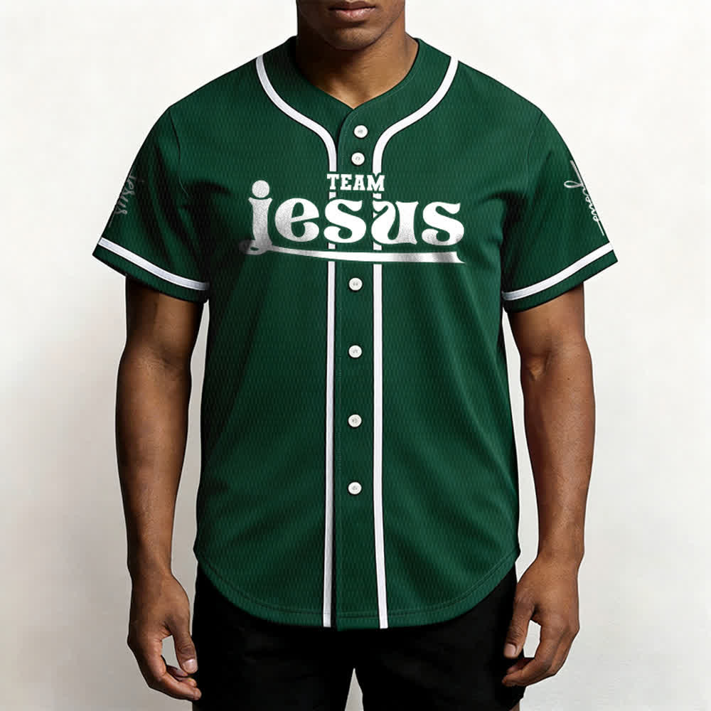 Christianartworkshop Maglia da baseball unisex personalizzata con nome e numero personalizzati per la squadra di Gesù in grassetto - image 49