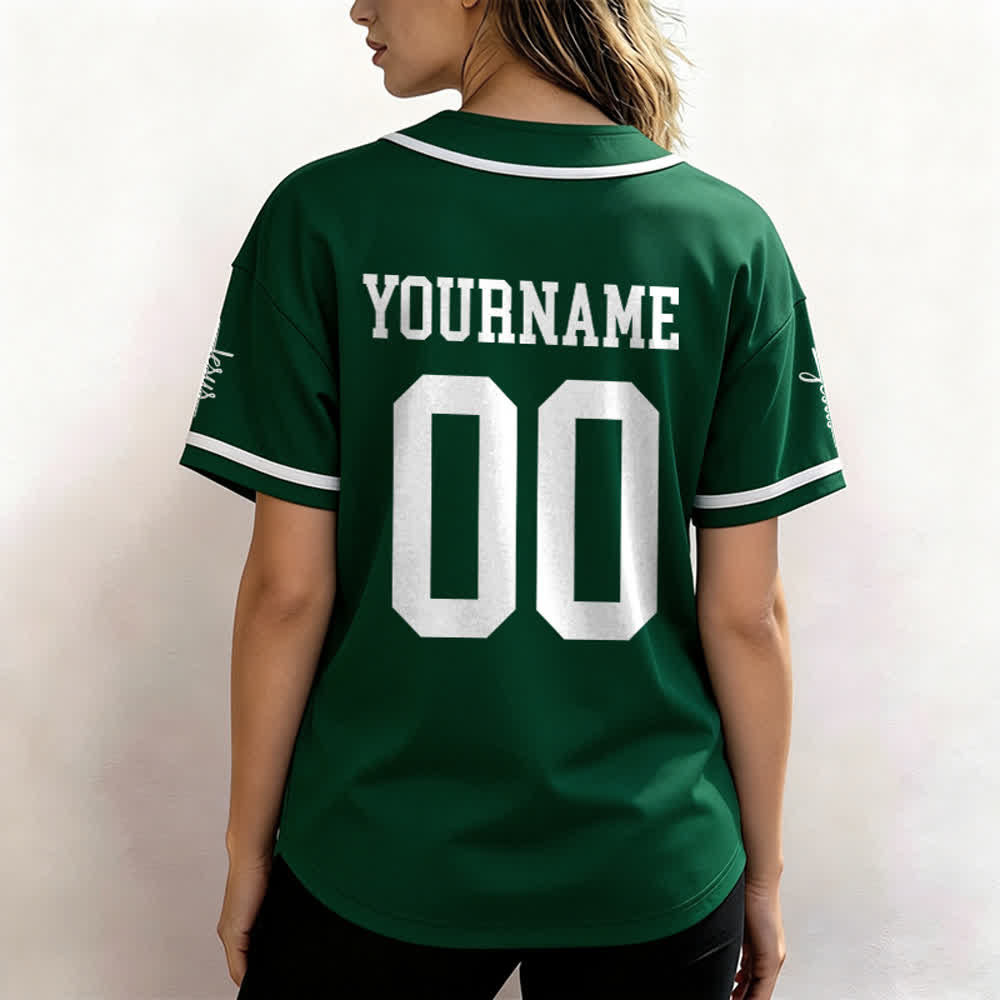 Christianartworkshop Maglia da baseball unisex personalizzata con nome e numero personalizzati per la squadra di Gesù in grassetto - image 48
