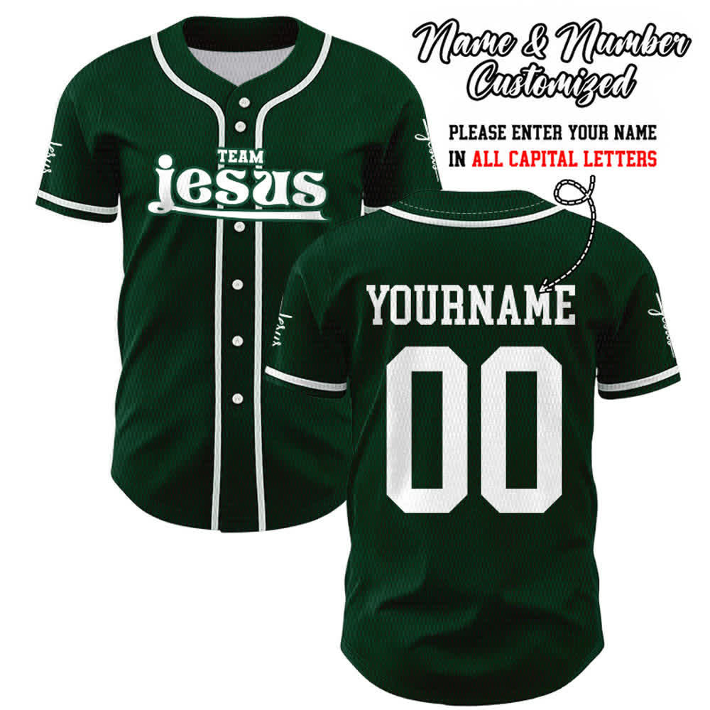 Christianartworkshop Maglia da baseball unisex personalizzata con nome e numero personalizzati per la squadra di Gesù in grassetto - Verde - 5XL - Nome & Numero personalizzati - image 43
