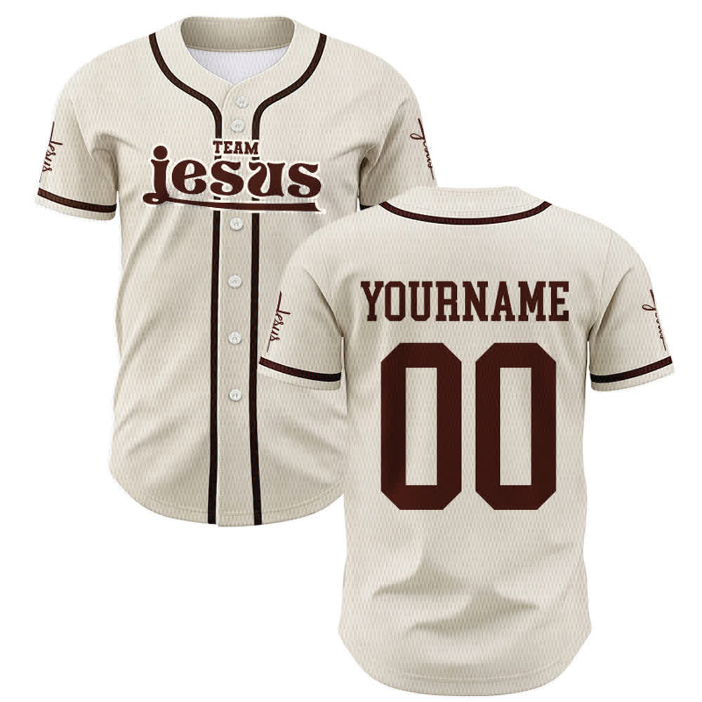 Christianartworkshop Maglia da baseball unisex personalizzata con nome e numero personalizzati per la squadra di Gesù in grassetto - image 51