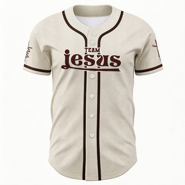 Christianartworkshop Maglia da baseball unisex personalizzata con nome e numero personalizzati per la squadra di Gesù in grassetto - image 52