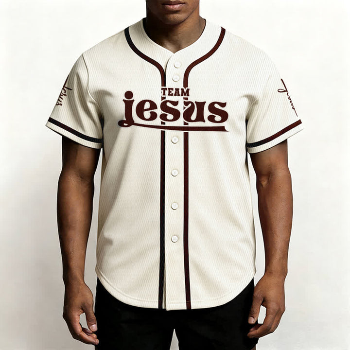 Christianartworkshop Maglia da baseball unisex personalizzata con nome e numero personalizzati per la squadra di Gesù in grassetto - image 56