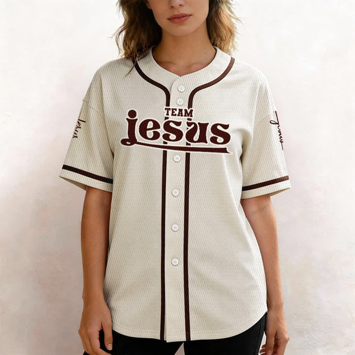 Christianartworkshop Maglia da baseball unisex personalizzata con nome e numero personalizzati per la squadra di Gesù in grassetto - image 54