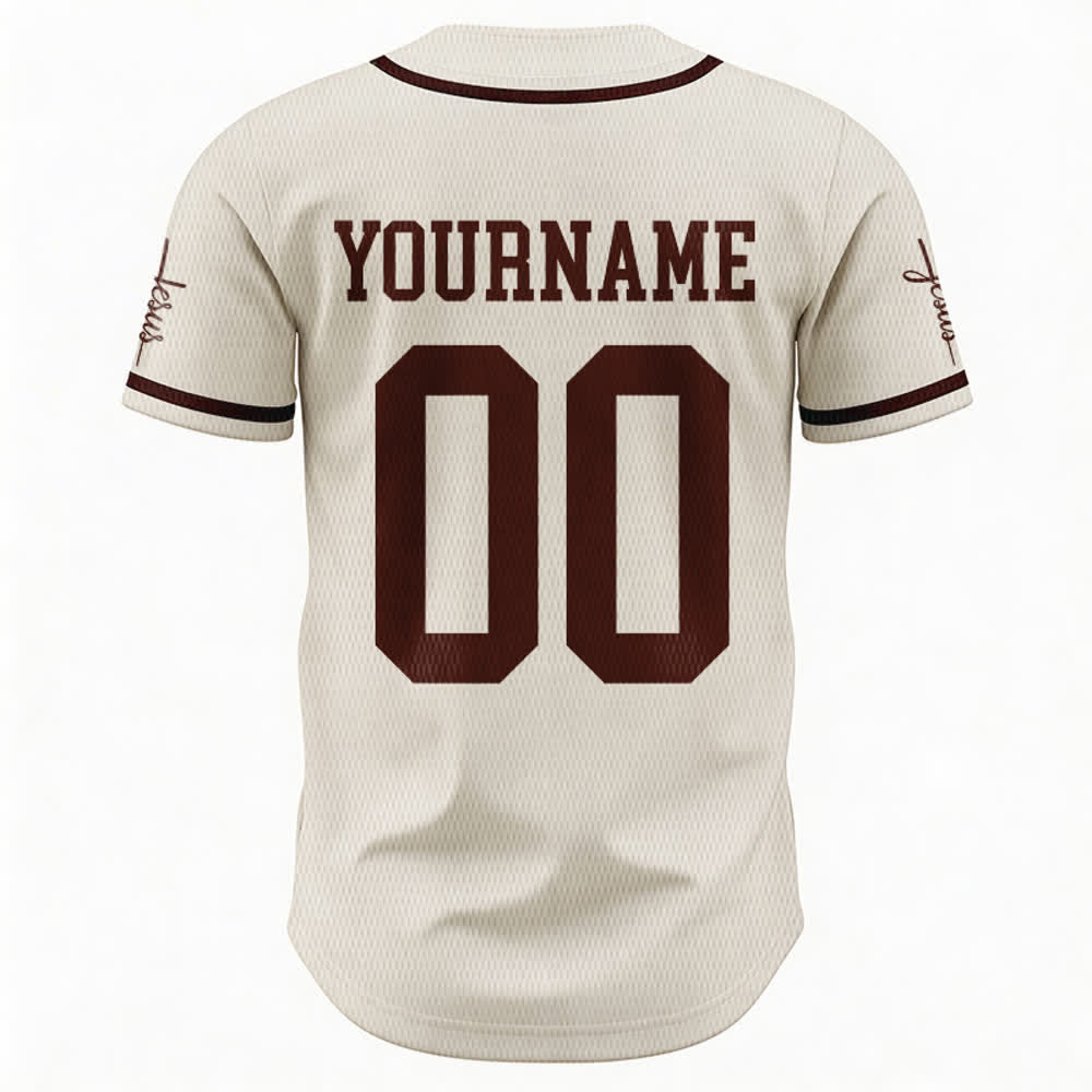 Christianartworkshop Maglia da baseball unisex personalizzata con nome e numero personalizzati per la squadra di Gesù in grassetto - image 53